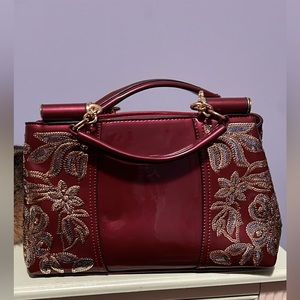 Burgundy flashy purse